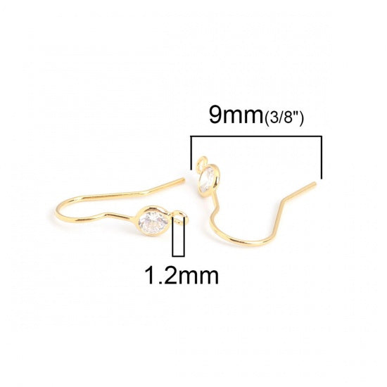 Boucles d' oreilles cuivre plaqué or et strass ref 35