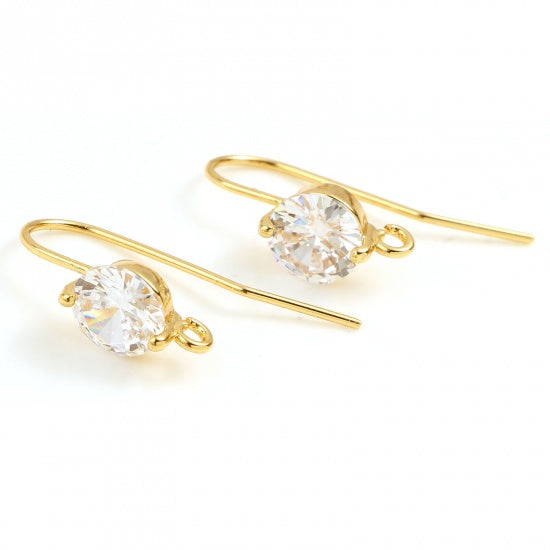 Boucles d' oreilles cuivre plaqué or avec strass ref 34