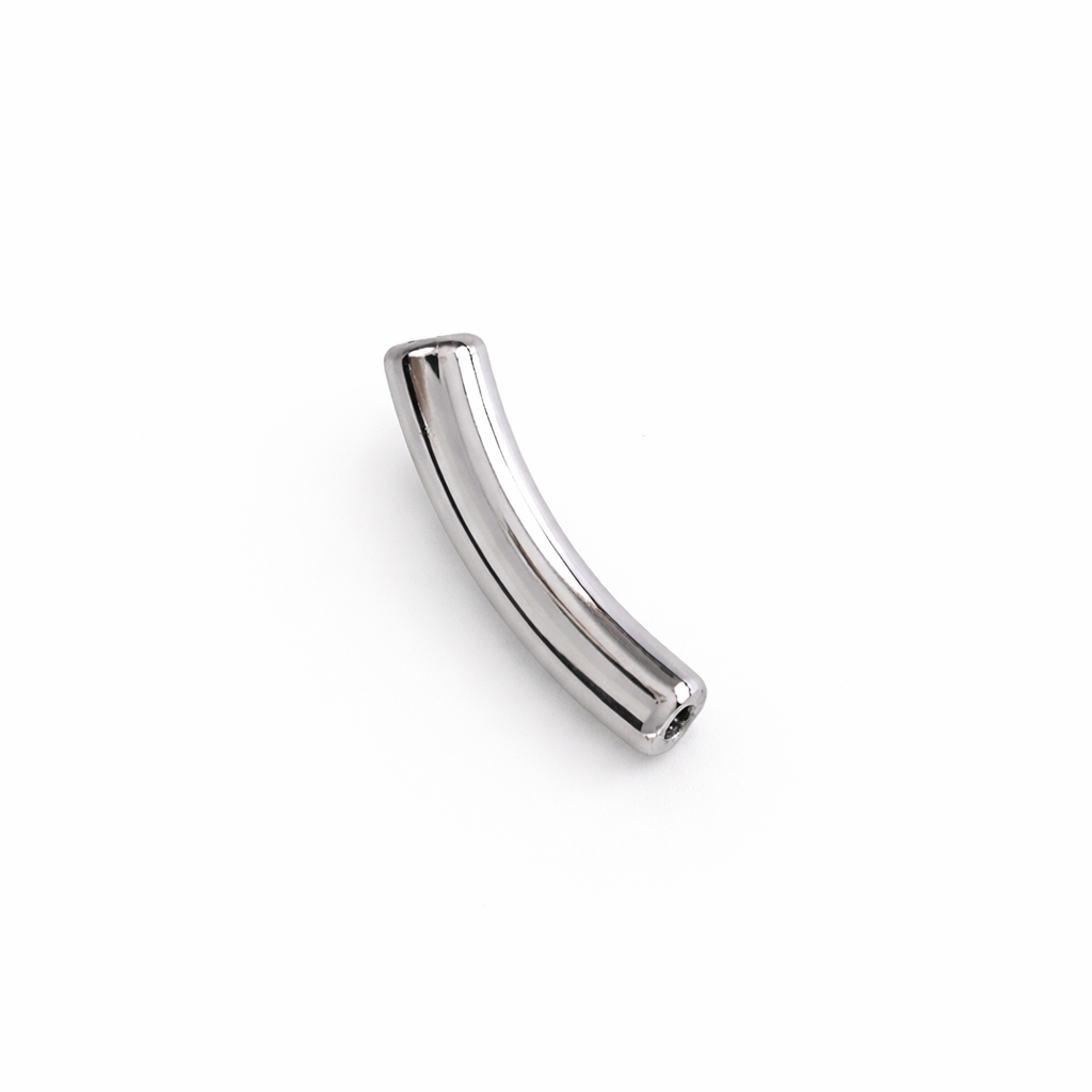 Perle petit tube incurvée argente