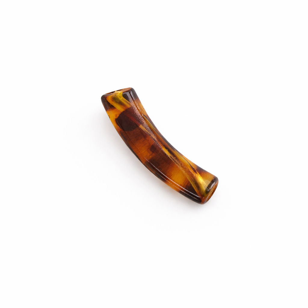 Perle petit tube incurvé leopard