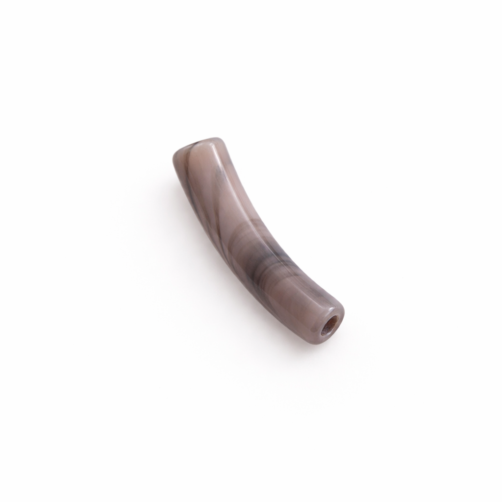 Perle petit tube incurvé rose marbre