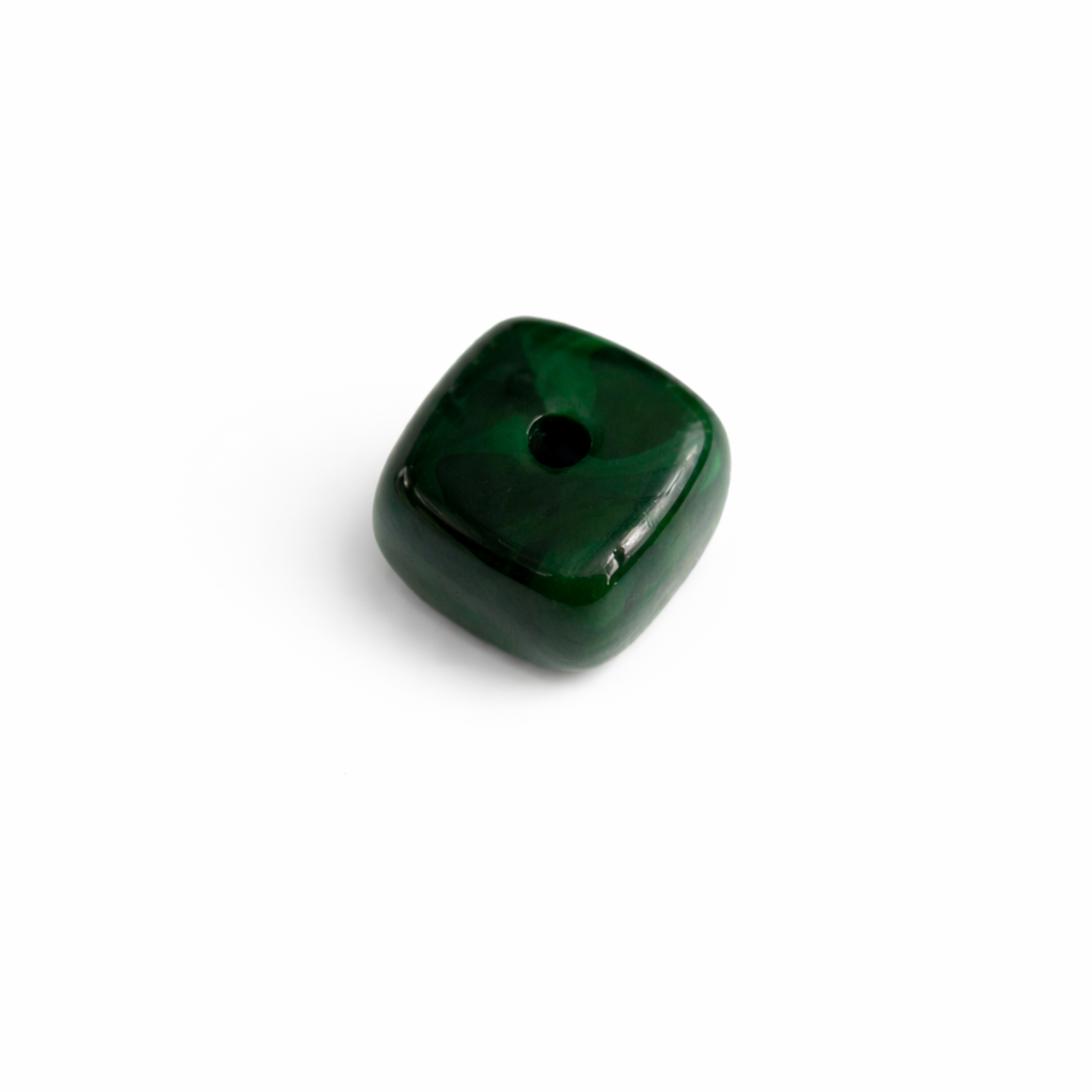 Perle cube arrondi vert malachite