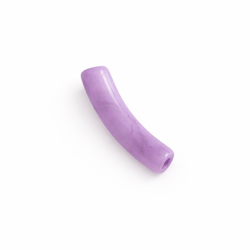 Perle petit tube incurvé mauve marbre