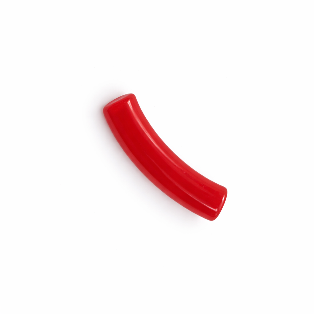 Perle petit tube incurvé rouge