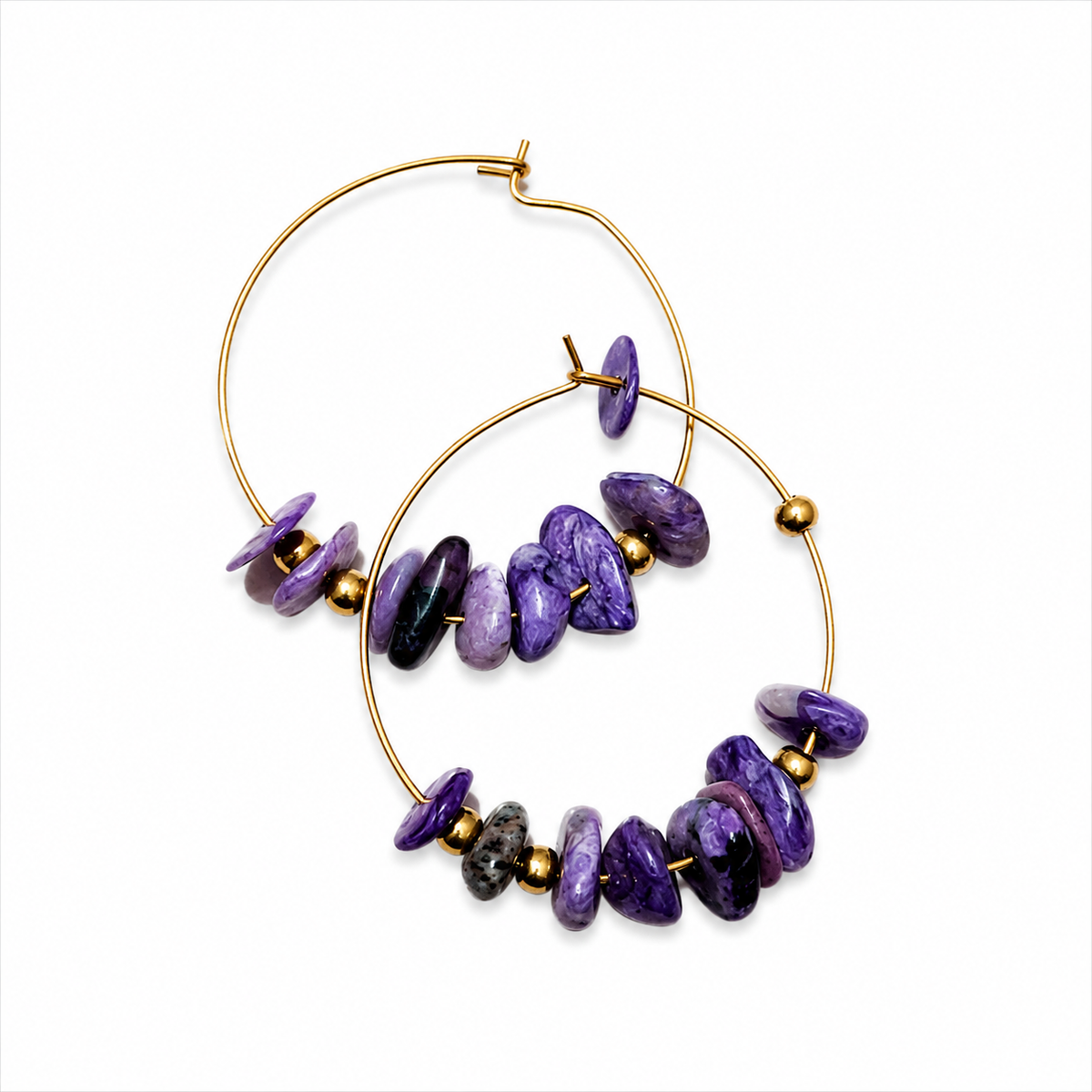 Boucles d'oreilles en Charoite