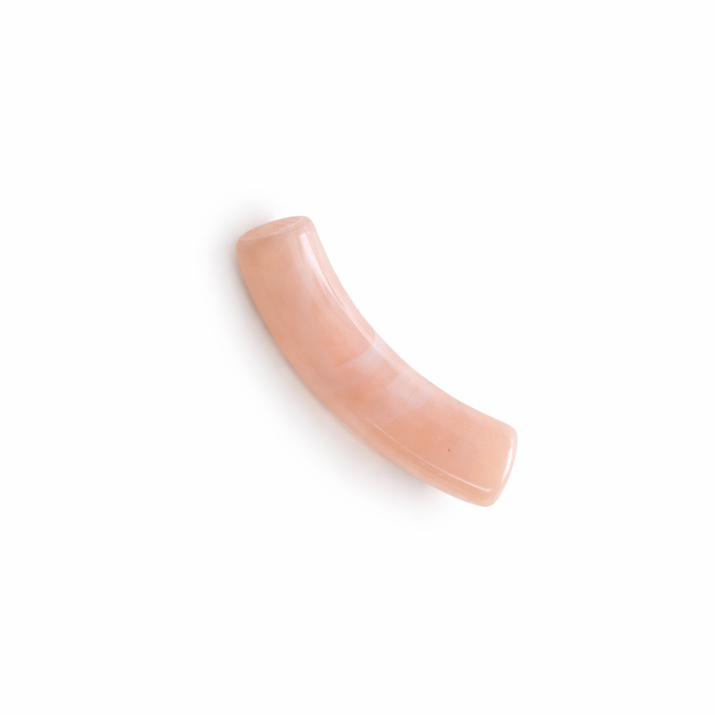 Perle petit tube incurvé rose marbre