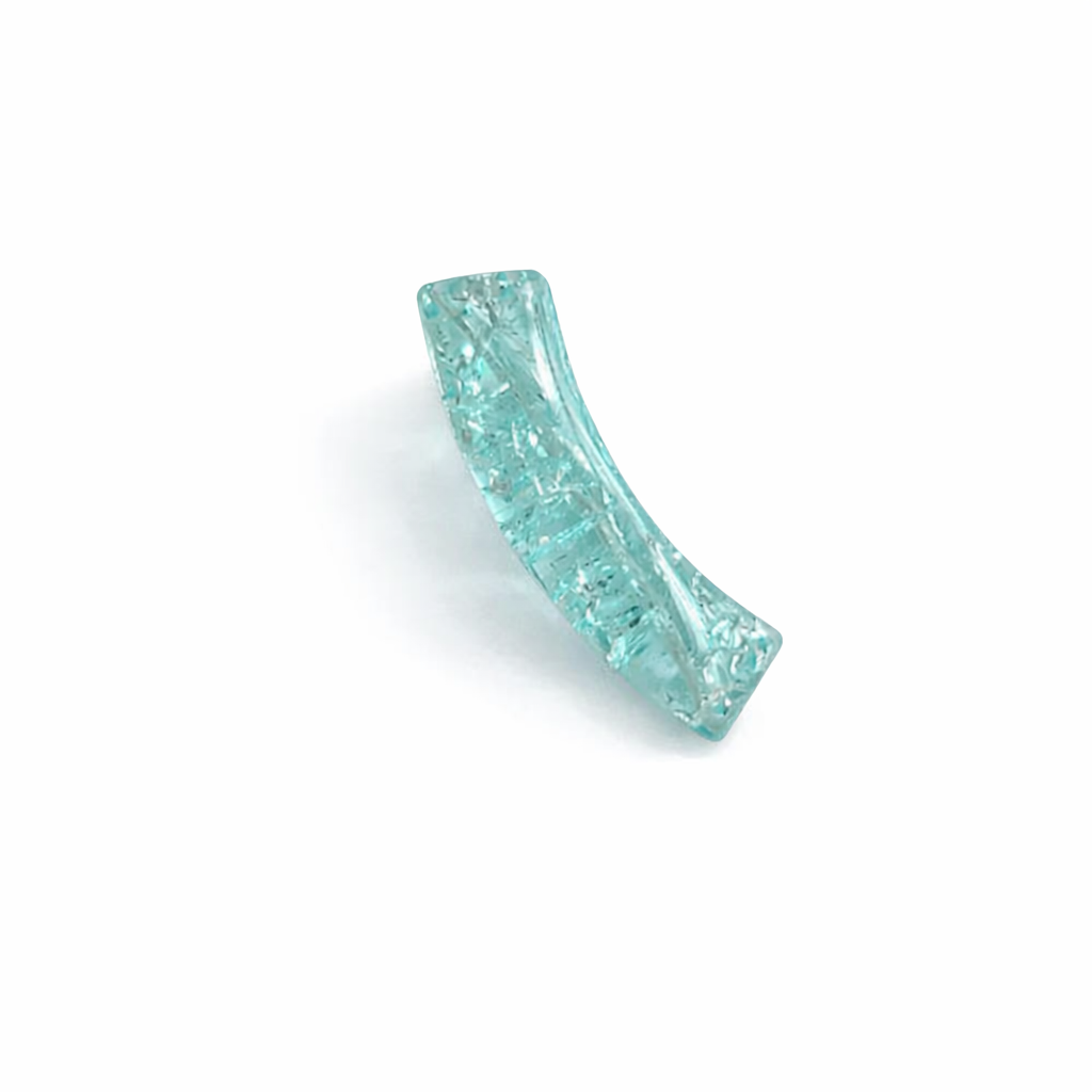 Perle petit tube incurvé bleu cristal