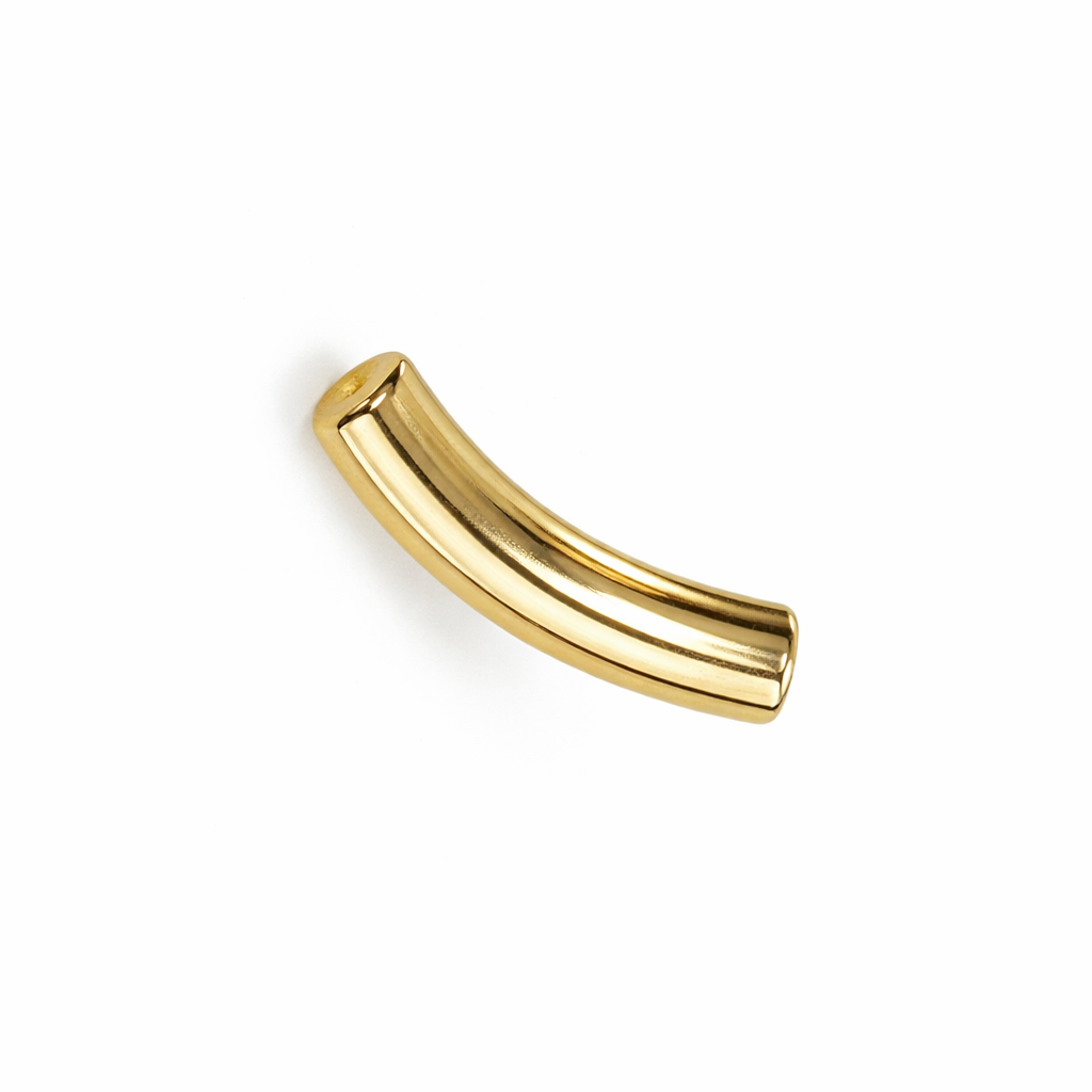 Perle petit tube incurvé dore