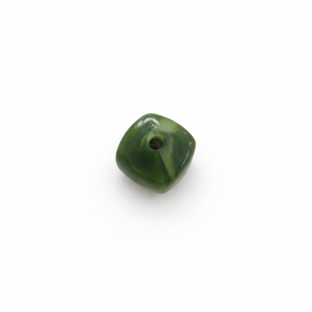 Perle cube arrondi kaki