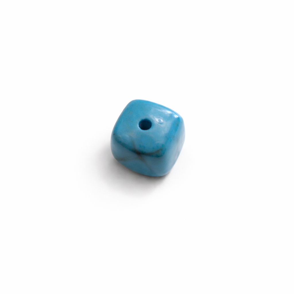 Perle cube arrondi bleu