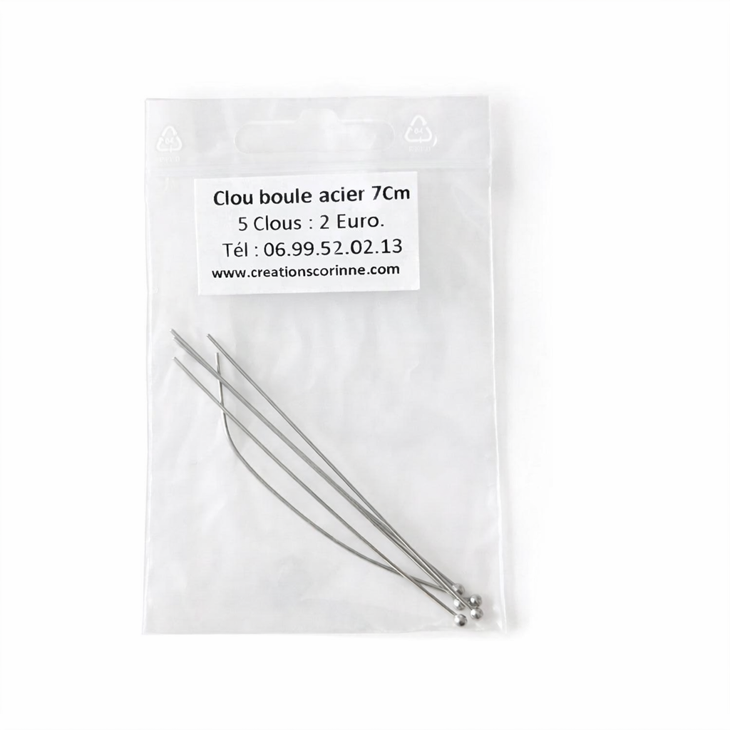 Clou boule acier 7cm