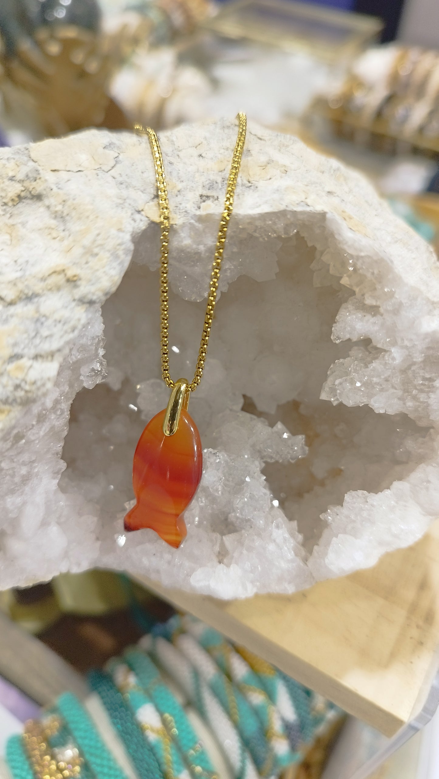 Collier poisson cornaline