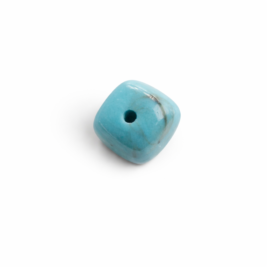 Perle cube arrondi bleu turquoise