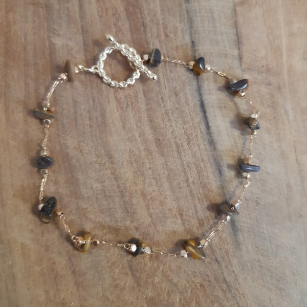 Bracelet acier et oeil de tigre