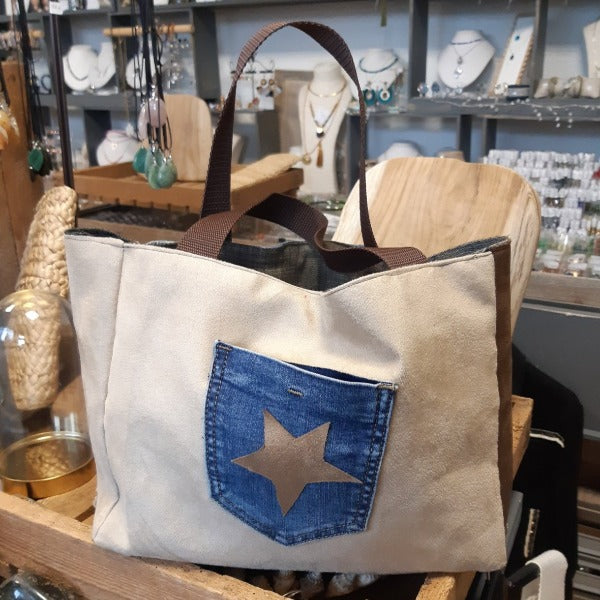 Sac en jean recyclé et suédine