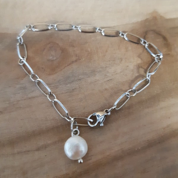 Bracelet acier et perle