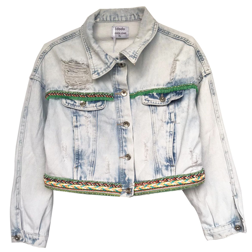Veste en Jean (Ruban bohème vert)