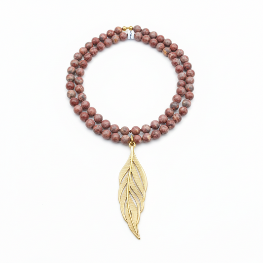 Sautoir  jaspe léopard