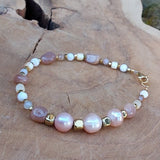 Bracelet quartz rose et perles d'eau douce