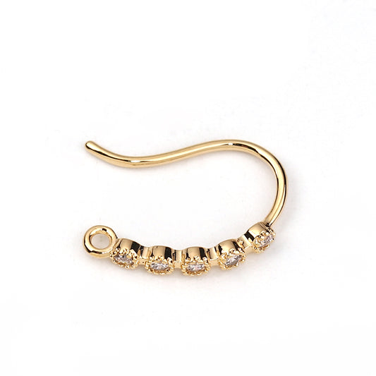 Boucles d' oreilles en cuivre plaquées or et strass ref 29