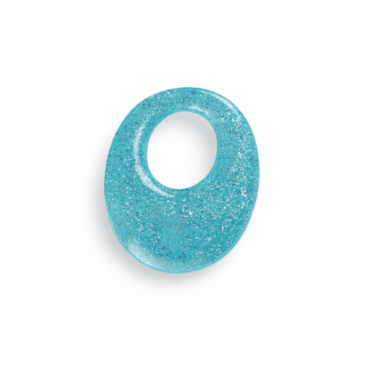 Ovale acrylique bleu pailleté