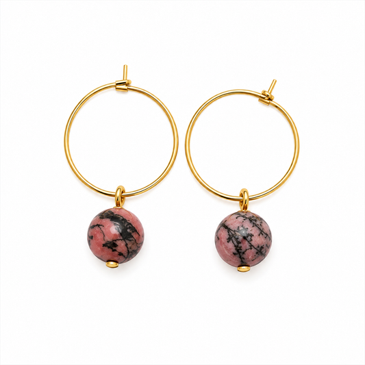 Boucles d oreilles en Rhodonite