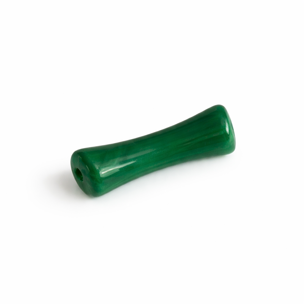 Perle tube octogonale vert fonce