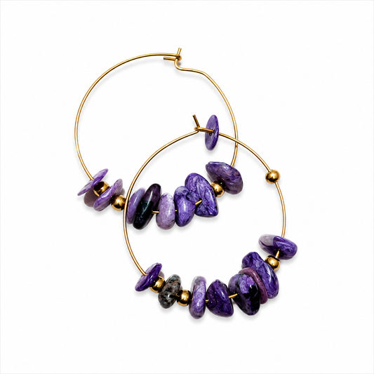 Boucles d'oreilles en Charoite