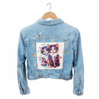 Veste en jean petits chats