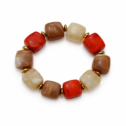 Perle cube arrondi ocre