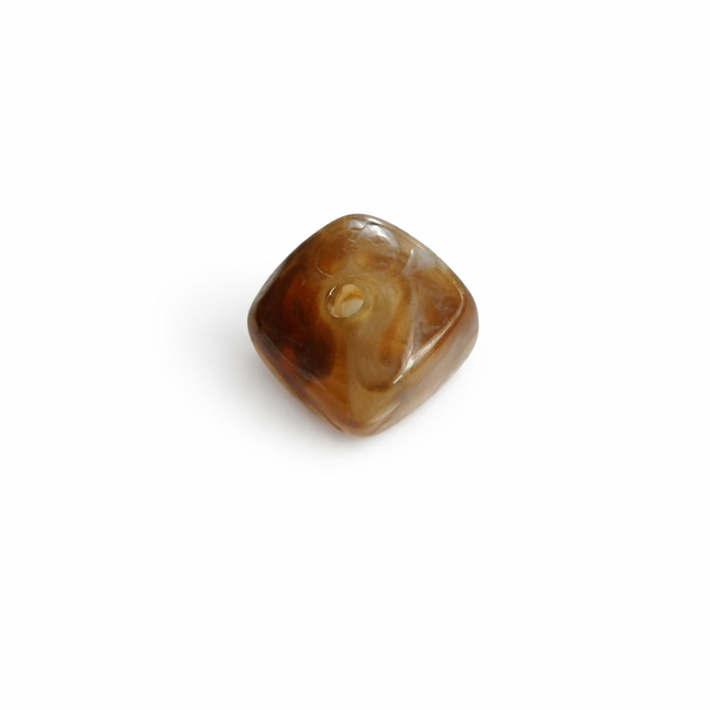 Perle cube arrondi marron