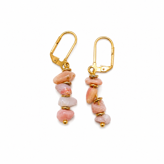 Boucles d oreilles opale rose