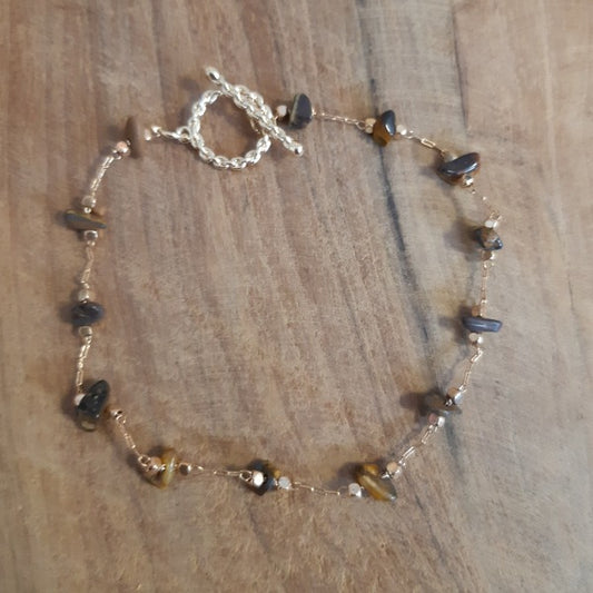 Bracelet acier et  oeil de tigre