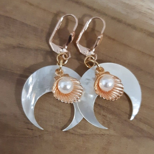 Boucles d'oreilles  nacre et acier