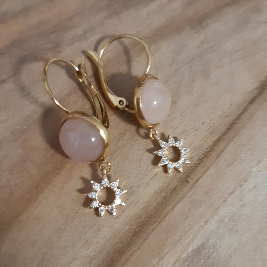 Boucles d'oreilles quartz rose