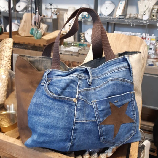 Sac en jean recyclé et suédine