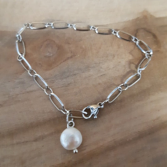 Bracelet acier et perle