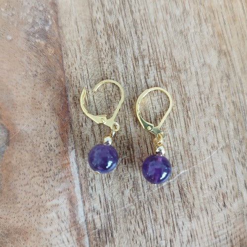 Boucles d'oreilles "Améthyste" en acier
