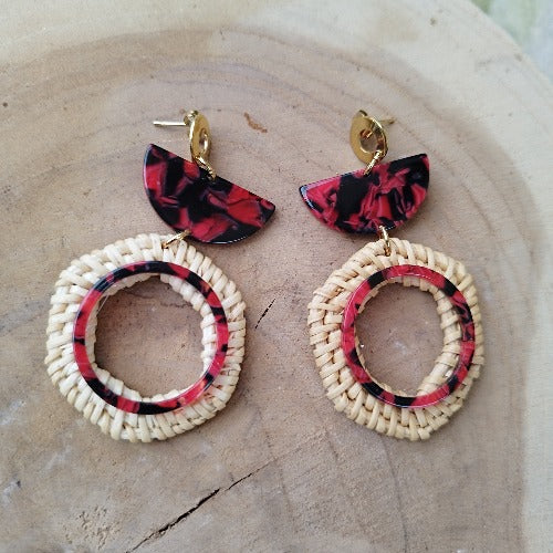 Boucles d'oreilles "campagne" rouge
