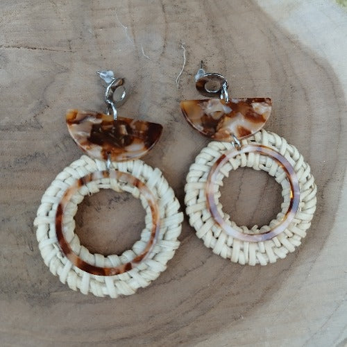 Boucles d'oreilles "campagne" beige