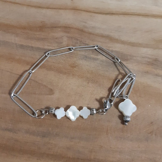 Bracelet en acier et nacre