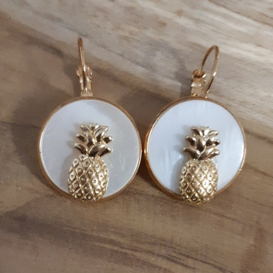 Boucles d'oreilles Nacre Ananas