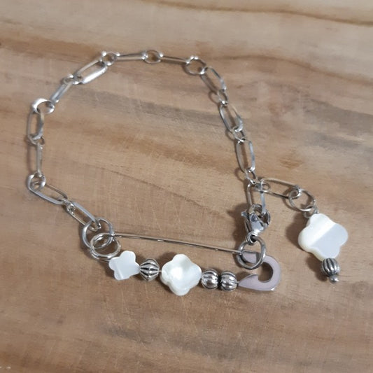Bracelet en acier et nacre