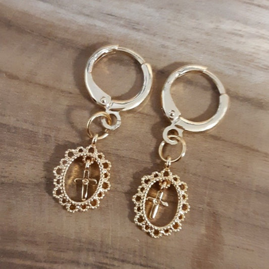 Boucles d'oreilles acier dorée