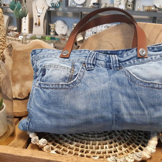 Sac en jean recyclé lanières pressions