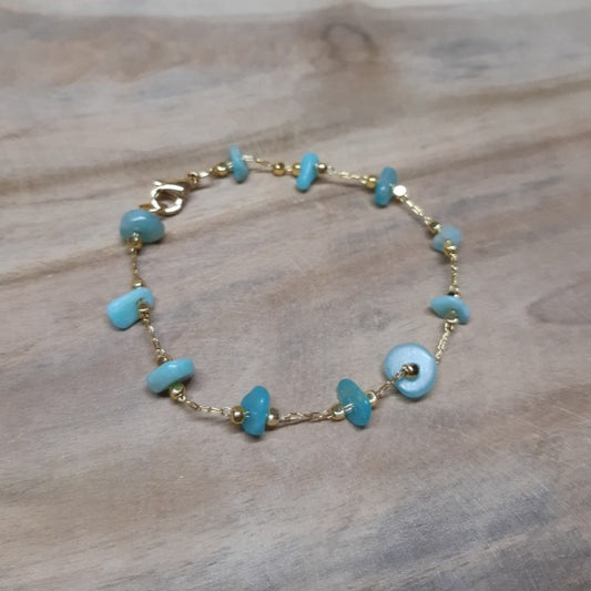 Bracelet acier et Pierres naturelles "aventurine"v